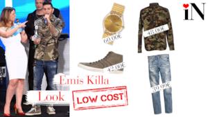 Il look low cost di Emis Killa con camicia in camouflage