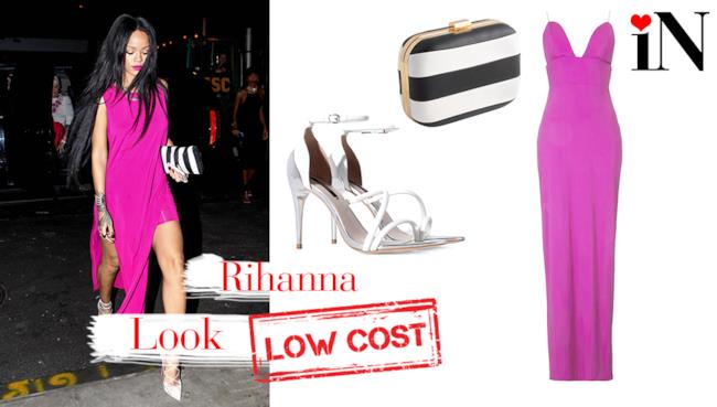 Il look con abito rosa shocking di Rihanna, con prezzi low cost