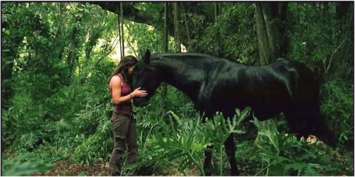 Il cavallo nero di Kate in Lost Kate incontra il cavallo nero nella giungla di Lost