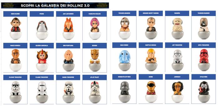 Rollinz Star Wars 3.0 I personaggi della collezione Rollinz Esselunga di Star Wars