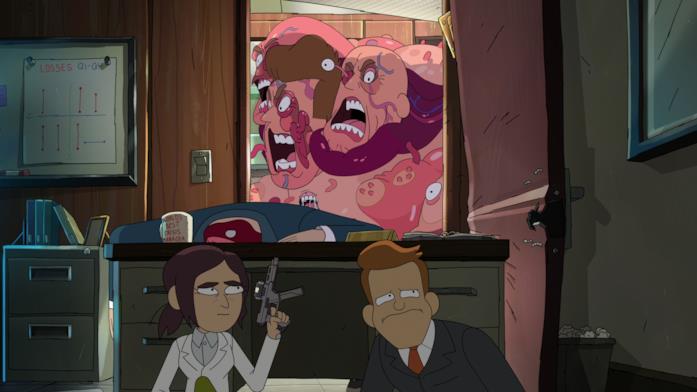 Inside Job, la serie animata arriva su Netflix: quando il complotto diventa satira Una scena della serie Netflix Inside Job