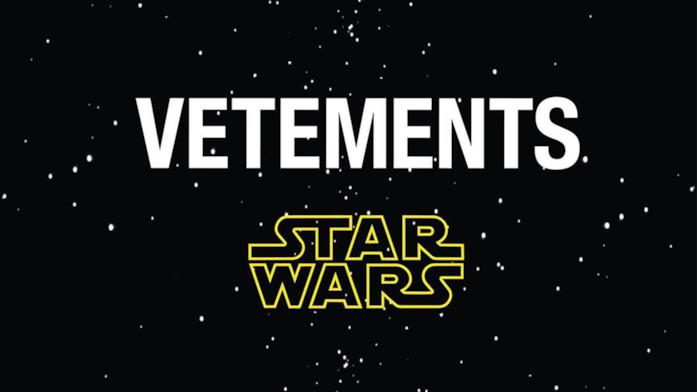 Vetements e Star Wars loghi su sfondo spaziale