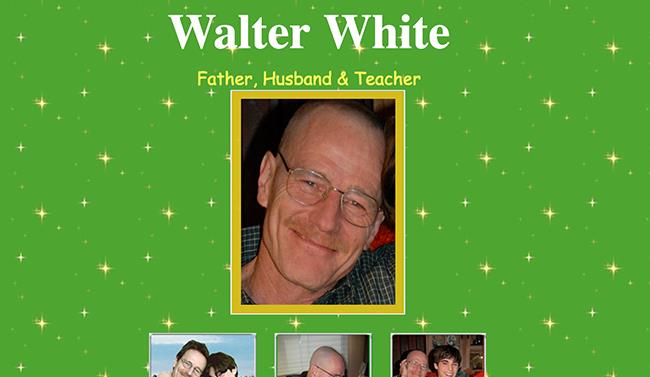 Il sito di Walter White esiste Home page del sito web SaveWalterWhite.com