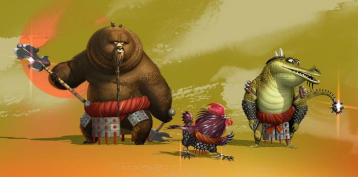 Kung Fu Panda 3, sono tre grandi maestri di kung fu Maestro Orso, Croc e Pollo