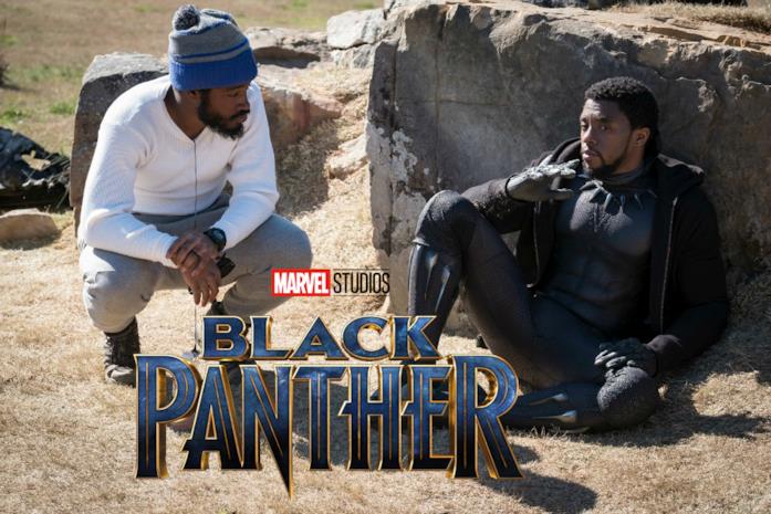 Ryan Coogler e Chadwick Boseman durante una pausa sul set