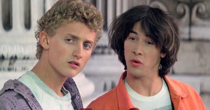 Una scena del film Bill & Ted's Excellent Adventure Una scena del film Bill & Ted's Excellent Adventure