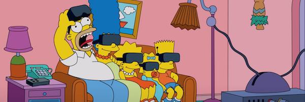 I Simpson sul divano dopo la sequenza di realtà virtuale I Simpson sul divano con i visori per la realtà virtuale
