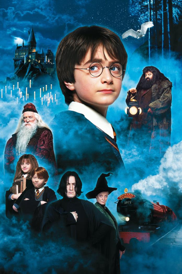 Il poster di Harry Potter e la Pietra Filosofale Il cast nella locandina di Harry Potter e la Pietra Filosofale