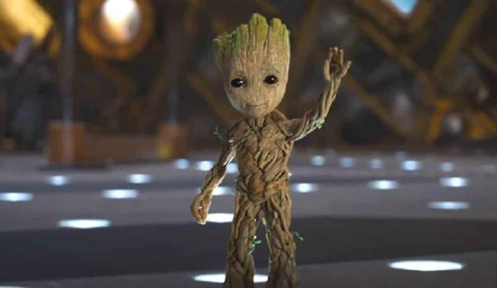 Guardiani della Galassia Vol. 2 introduce Baby Groot Una statuetta di Baby Groot era usata come punto di riferimento dal cast