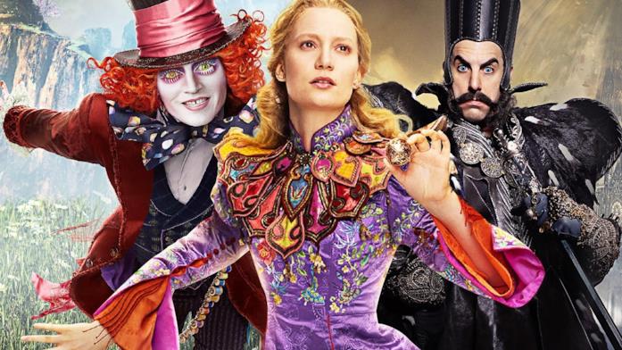 Mia Wasikowska, Johnny Depp e Sacha Baron Cohen