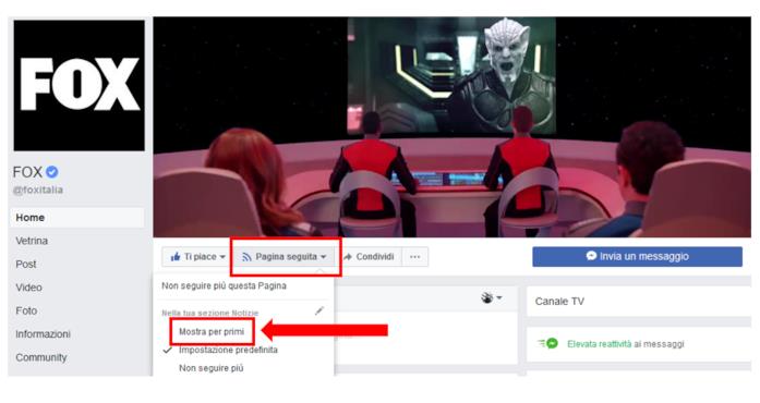 Tutorial: secondo passaggio per dare priorità alle tue pagine preferite su Facebook Tutorial: secondo passaggio per dare priorità alle tue pagine preferite su Facebook: cliccare su 'Mostra per primi'