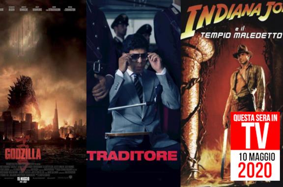 Film in TV stasera: 10 maggio con Indiana Jones, Godzilla e Il traditore