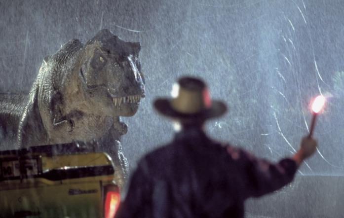 Una scena del primo Jurassic Park