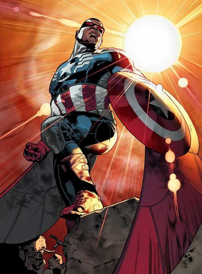 Sam Wilson e gli altri: chi è stato Capitan America nei fumetti? Sam Wilson con lo scudo di Cap nei fumetti