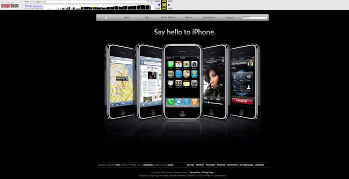 Il sito di Apple nel 2007 grazie alla Wayback Machine La home del sito di Apple del 30 giugno 2007