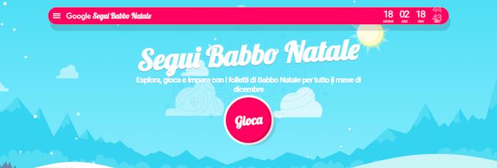 Il conto alla rovescia per seguire Babbo Natale L'homepage del villaggio di Babbo Natale di Google
