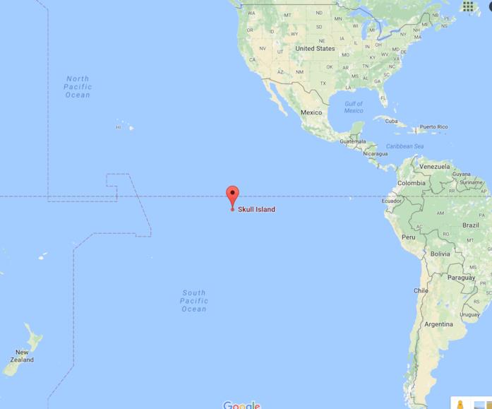 Skull Island: il luogo creato dalla produzione di Kong: Skull Island per localizzare l'isola immaginaria del film Skull Island: su Google Maps per il lancio del film