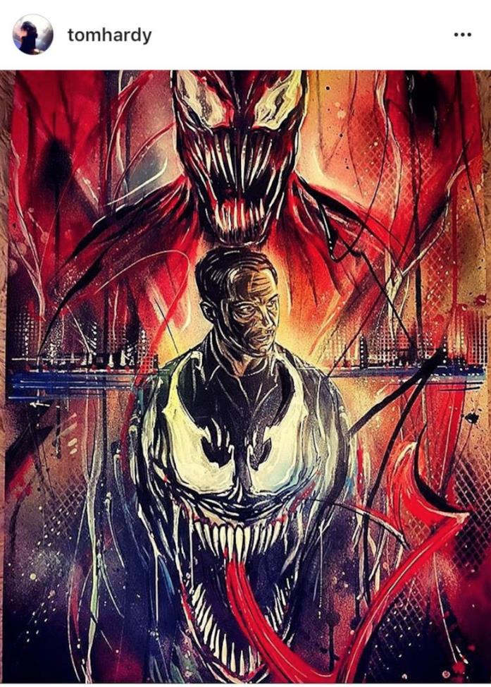 Venom, Eddie Brock e Carnage Venom, Eddie Brock e Carnage nel post Instagram di Tom Hardy