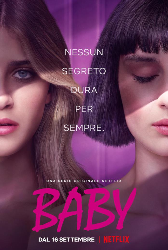 Il poster ufficiale della terza stagione di Baby Chiara e Ludovica si trovano vicine, immerse in giochi di luce e ombra