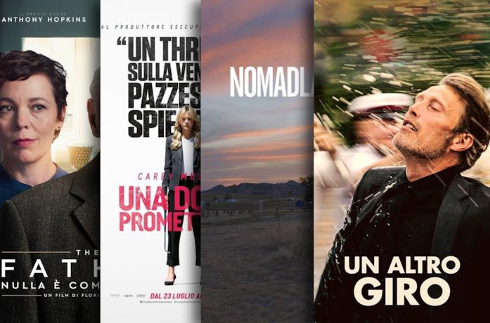 I poster di The Father - Nulla è come sembra, Una donna promettente, Nomadland, Un altro giro