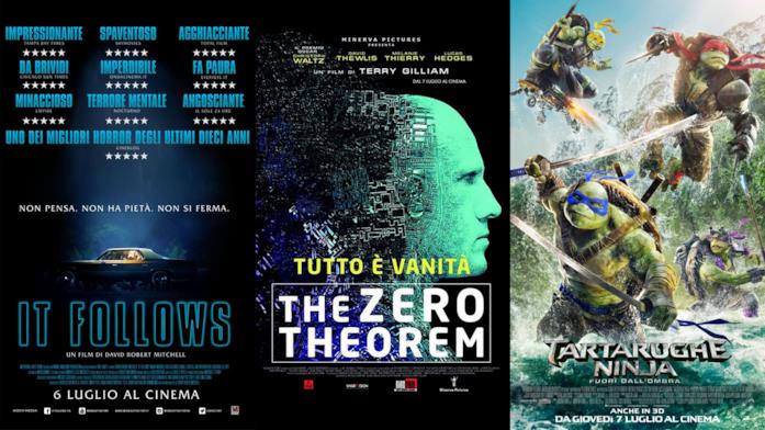I poster di It Folllows, The Zero Theorem e Tartarughe Ninja - Fuori dall'Ombra