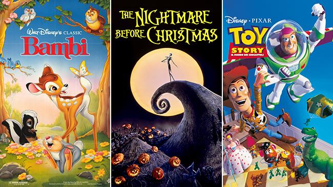 I poster di Bambi, The Nightmare Before Christmas e Toy Story - Il Mondo dei Giocattoli