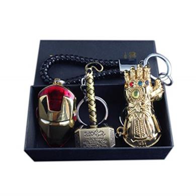 Pandacos Portachaivi con Pendente di The Avengers Endgame Cosplay inLega di Zinco Colore Oro Full Set di 3PZ Accessorio Costume Collezione per Unsiex Adulti Ragazzi Fans