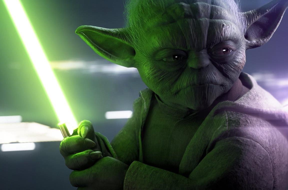 Un primo piano di Yoda nel videogioco Star Wars Battlefront II