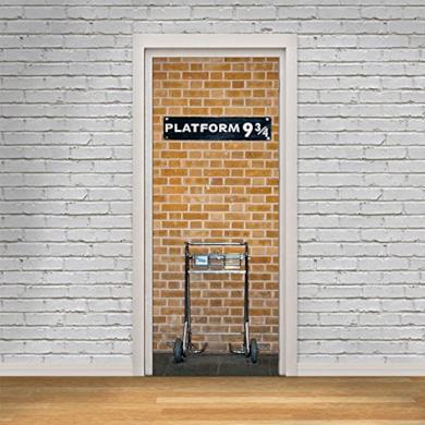 HYSENM - poster per porte 3D in PVC, adesivo per porta, pellicola decorativa, carta autoadesiva, Tessuto, Harry Potter, 77*200cm