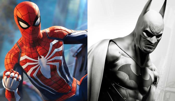 Batman e Spider-Man nei rispettivi videogame