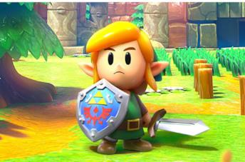 Link in una schermata di un videogame della serie The Legend of Zelda