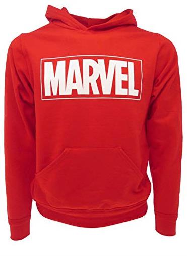 Felpa Marvel Originale Logo Scritta Rossa con Cappuccio Uomo Adulto Ragazzo con Tasche (M)