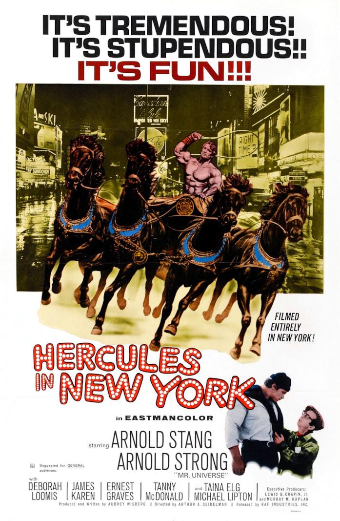 Ercole a New York: 10 cose che non sapevi sul primo film interpretato da Schwarzenegger Il poster originale del film Ercole a New York
