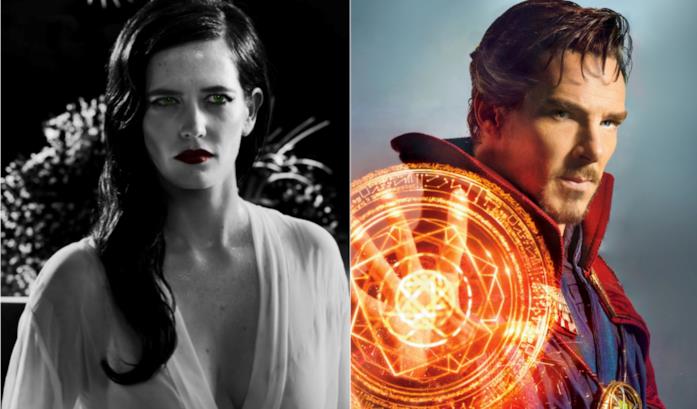 Collage tra Eva Green e Doctor Strange