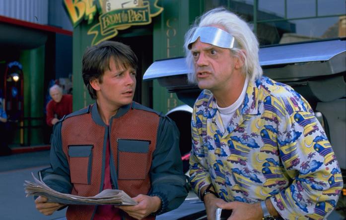 Michael J. Fox e Christopher Lloyd in Ritorno al futuro