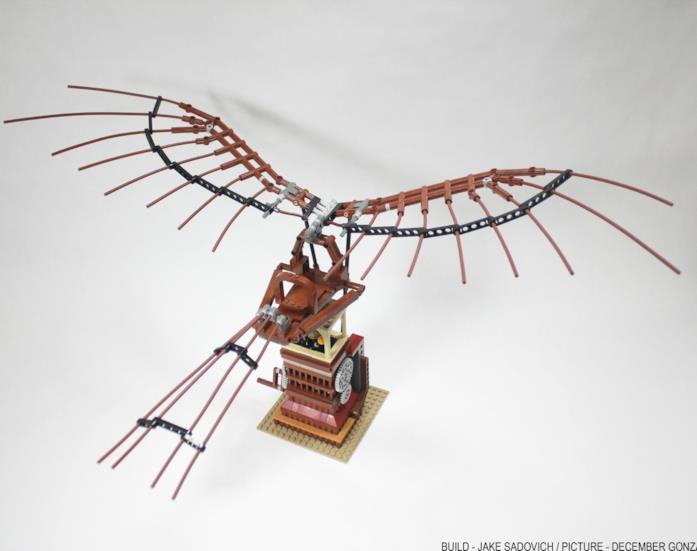 L'ornitottero di Leonardo da Vinci di LEGO visto dall'alto Come appare il set Ornitottero di Leonardo da Vinci di LEGO dall'alto