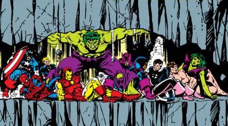 Lo sforzo sovrumano di Hulk per tenere in vita tutti gli eroi Dettaglio della cover di Secret Wars #4
