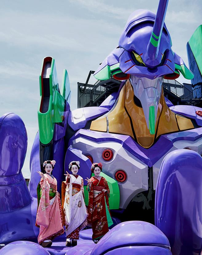 Evangelion foto ricordo Evangelion statua parco