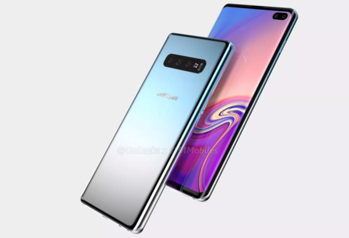 Il Galaxy S10 Plus di Samsung, fronte e retro Un render del Samsung Galalxy S10 Plus mostra il fronte e il retro del dispositivo