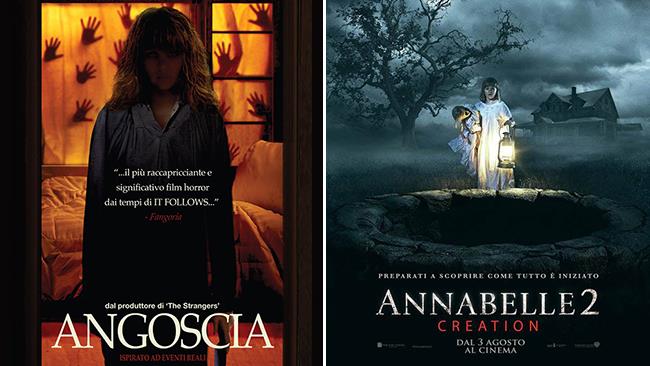 I poster dei film Angoscia e Annabelle 2: Creation
