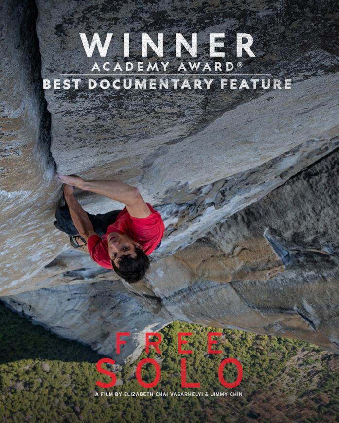 Free Solo vince l'Oscar come miglior documentario Il poster di Free Solo in arrivo su National Geographic
