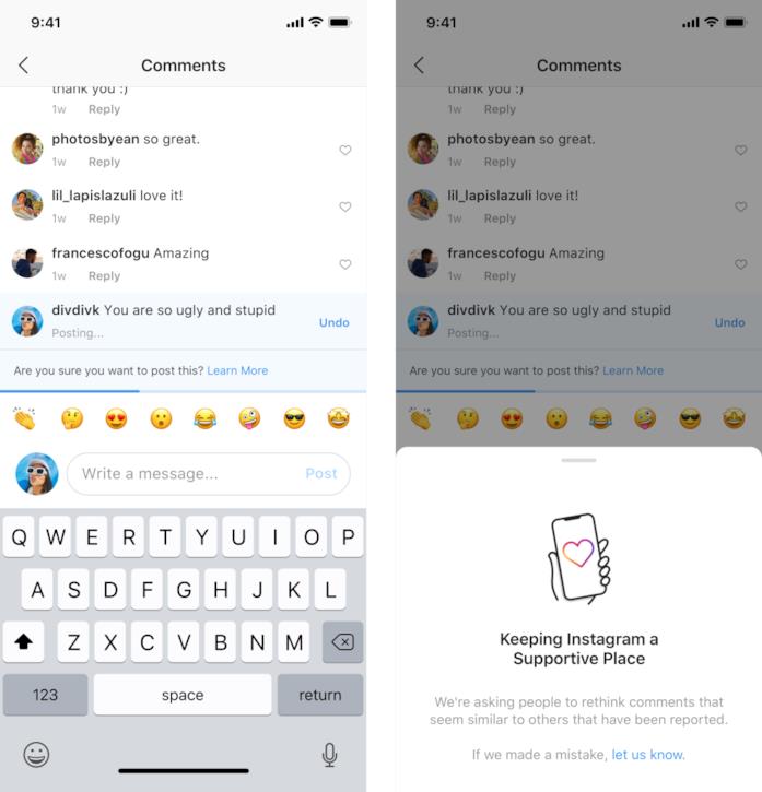 Instagram, in arrivo la funzione Comment Warning La funzione Comment Warning in azione su Instagram