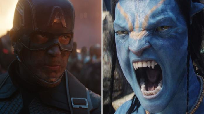 A sinistra Capitan America dal film Avengers: Endgame e a destra Jake Sully dal film Avatar