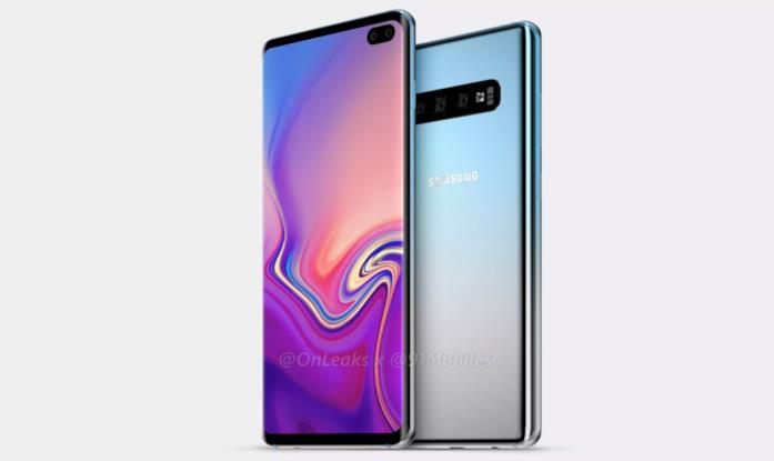 Il Galaxy S10 Plus si mostra in un render Samsung Galaxy S10 Plus, render di OnLeaks e 91mobiles