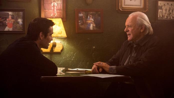Una scena di Premonitions Colin Farrell e Anthony Hopkins