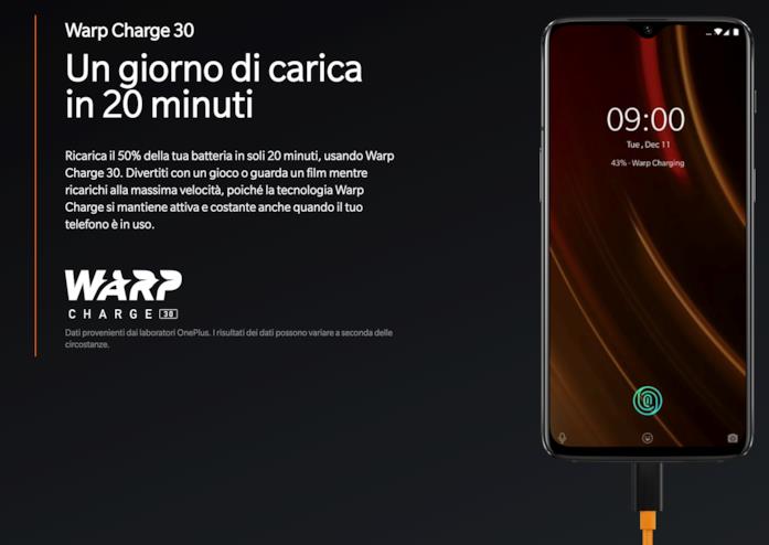 La tecnologia Warp Charge 30 per il nuovo OnePlus 6T McLaren Edition Immagine stampa del OnePlus 6T McLaren Edition