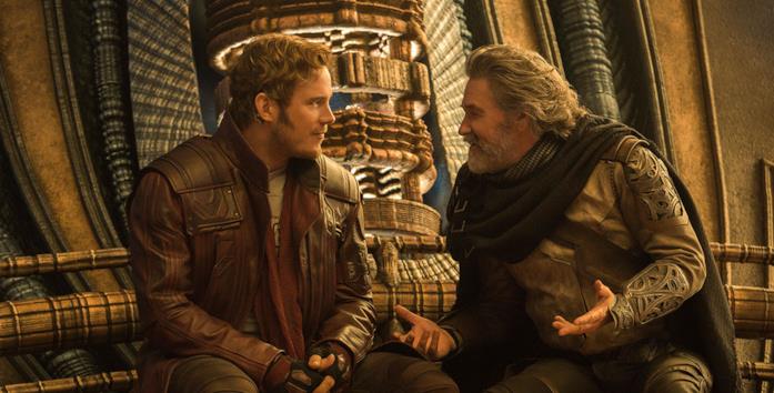 Pratt è un grande ammiratore di Kurt Russell Peter Quill e suo padre in una scena di Guardiani della Galassia Vol. 2