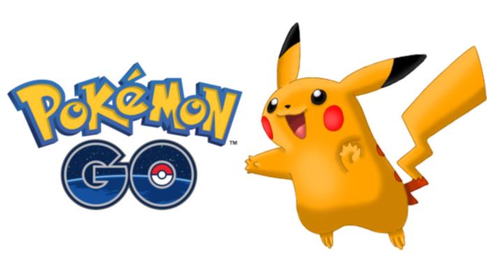 Uno Shiny Pikachu con il logo di Pokémon GO