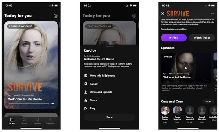 Quibi arriva anche in Italia, ma è solo in inglese Screen dell'app Quibi per iOS (su iPhone X)