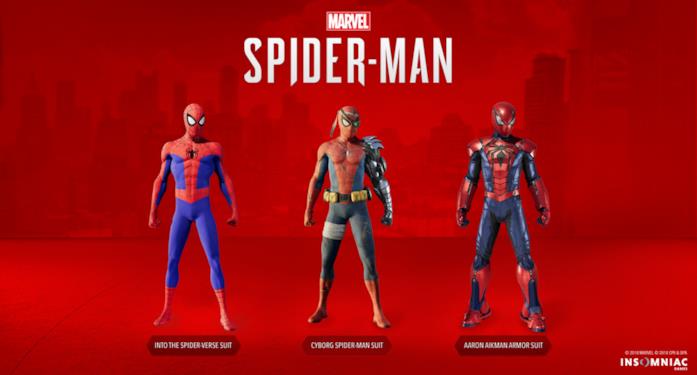 L'espansione Silver Lining introduce tre nuovi costumi per Marvel's Spider-Man per PS4 Immagine stampa con i tre nuovi costumi in arrivo su Marvel's Spider-Man per PS4